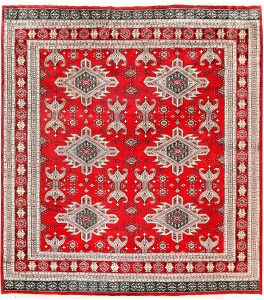 Caucasian Curvilinear Square Worsted Wool Red 6′ 9 x 7′ 5 / 206 x 226  – 78658587