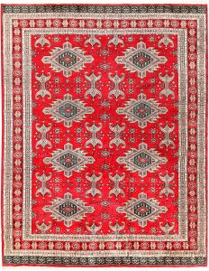 Caucasian Curvilinear Rectangle Worsted Wool Red 6′ 8 x 8′ 4 / 203 x 254  – 78658589