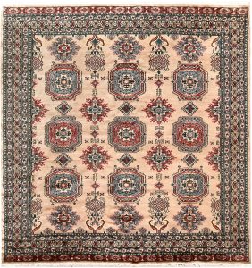 Caucasian Curvilinear Square Worsted Wool Bisque 7′ x 7′ 4 / 213 x 224  – 78658599