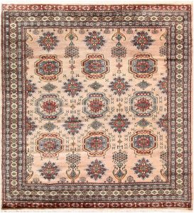 Caucasian Curvilinear Square Worsted Wool Bisque 7′ 1 x 7′ 6 / 216 x 229  – 78658616