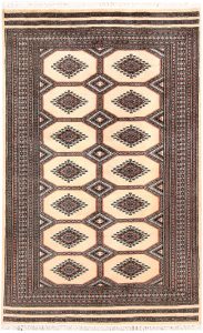 Jaldar Geometric Rectangle Worsted Wool Blanched Almond 4′ 1 x 6′ 6 / 124 x 198  – 78658629