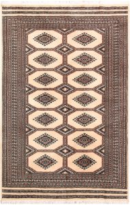 Jaldar Geometric Rectangle Worsted Wool Blanched Almond 4′ 3 x 6′ 6 / 130 x 198  – 78658630