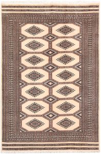 Jaldar Geometric Rectangle Worsted Wool Blanched Almond 4′ 2 x 6′ 3 / 127 x 191  – 78658635