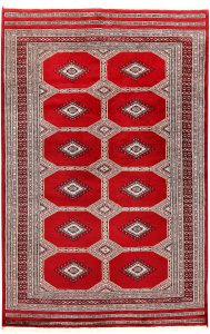 Jaldar Geometric Rectangle Worsted Wool Red 4′ 7 x 7′ 1 / 140 x 216  – 78658648