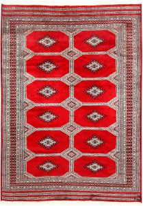 Jaldar Geometric Rectangle Worsted Wool Red 4′ 7 x 6′ 4 / 140 x 193  – 78658669