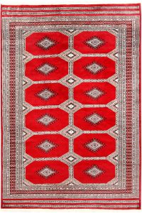 Jaldar Geometric Rectangle Worsted Wool Red 4′ 7 x 6′ 9 / 140 x 206  – 78658670