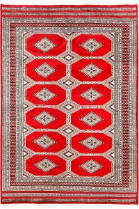 Jaldar Geometric Rectangle Worsted Wool Red 4′ 6 x 6′ 5 / 137 x 196  – 78658673