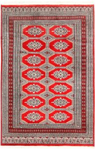 Jaldar Geometric Rectangle Worsted Wool Red 4′ 4 x 6′ 6 / 132 x 198  – 78658685