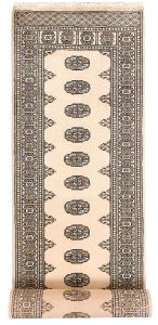 Bokhara Pakistan Ghiordes Runner Geometric Medium Wool 2′ 7 x 14′ 3 / 79 x 434  – 78659982