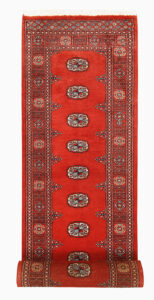 Bokhara Pakistan Ghiordes Runner Geometric Medium Wool 2′ 6 x 14′ 3 / 76 x 434  – 78660020