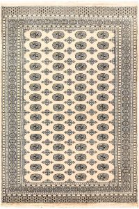 Bokhara Pakistan Ghiordes Rectangle Geometric Large Wool 6′ 1 x 8′ 11 / 185 x 272  – 78660278