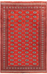 Bokhara Pakistan Ghiordes Rectangle Geometric Medium Wool 5′ 10 x 8′ 11 / 178 x 272  – 78660306