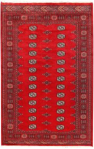Bokhara Pakistan Ghiordes Rectangle Geometric Medium Wool 5′ 1 x 7′ 10 / 155 x 239  – 78660324
