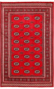 Bokhara Pakistan Ghiordes Rectangle Geometric Medium Wool 5′ 2 x 8′ 2 / 158 x 249  – 78660325