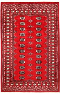 Bokhara Pakistan Ghiordes Rectangle Geometric Medium Wool 5′ x 7′ 9 / 152 x 236  – 78660337