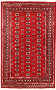 Bokhara Pakistan Ghiordes Rectangle Geometric Medium Wool 5′ 1 x 8′ 2 / 155 x 249  – 78660343
