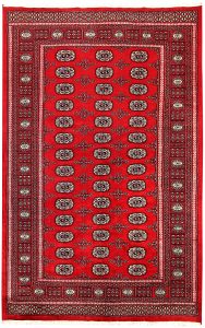 Bokhara Pakistan Ghiordes Rectangle Geometric Medium Wool 5′ 1 x 8′ / 155 x 244  – 78660350