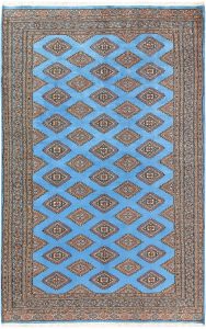 Jaldar Geometric Rectangle Wool Light Sky Blue 5′ 2 x 8′ 1 / 158 x 246  – 78660380