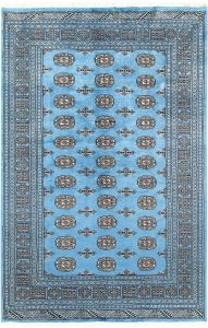 Bokhara Pakistan Ghiordes Rectangle Geometric Medium Wool 5′ x 7′ 7 / 152 x 231  – 78660386