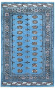 Bokhara Pakistan Ghiordes Rectangle Geometric Medium Wool 5′ 1 x 8′ / 155 x 244  – 78660388