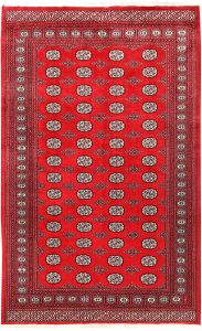 Bokhara Pakistan Ghiordes Rectangle Geometric Medium Wool 5′ 7 x 8′ 11 / 170 x 272  – 78660439