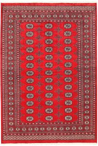 Bokhara Pakistan Ghiordes Rectangle Geometric Medium Wool 5′ 7 x 8′ 2 / 170 x 249  – 78660558