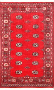 Bokhara Pakistan Ghiordes Rectangle Geometric Medium Wool 4′ 1 x 6′ 7 / 124 x 201  – 78660943