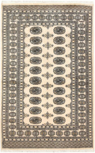 Bokhara Pakistan Ghiordes Rectangle Geometric Medium Wool 4′ 2 x 6′ 5 / 127 x 196  – 78661012