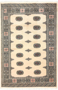 Bokhara Pakistan Ghiordes Rectangle Geometric Medium Wool 4′ 2 x 5′ 11 / 127 x 180  – 78661023