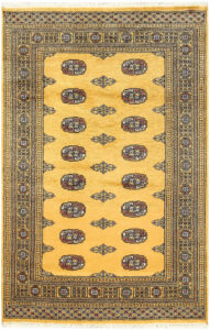 Bokhara Pakistan Ghiordes Rectangle Geometric Medium Wool 4′ 2 x 6′ 3 / 127 x 191  – 78661040