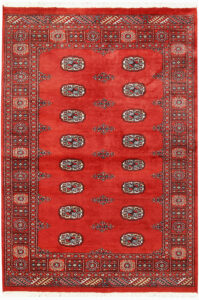 Bokhara Pakistan Ghiordes Rectangle Geometric Medium Wool 4′ 2 x 6′ / 127 x 183  – 78661065