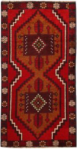Baluchi Afghanistan Ghiordes Rectangle Geometric Small Wool 3′ 4 x 6′ 5 / 102 x 196  – 78662283