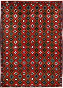 Baluchi Afghanistan Ghiordes Rectangle Geometric Large Wool 6′ 11 x 9′ 7 / 211 x 292  – 78662349