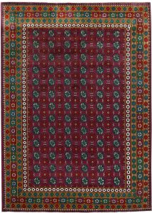 Baluchi Afghanistan Ghiordes Rectangle Geometric Large Wool 6′ 10 x 9′ 7 / 208 x 292  – 78662369