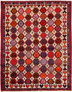 Baluchi Afghanistan Ghiordes Rectangle Geometric Medium Wool 6′ x 7′ 8 / 183 x 234  – 78662394