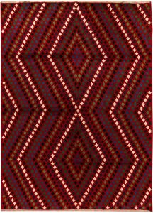 Baluchi Afghanistan Ghiordes Rectangle Geometric Large Wool 7′ x 9′ 6 / 213 x 290  – 78662397