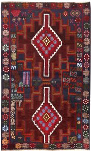 Baluchi Afghanistan Ghiordes Rectangle Geometric Small Wool 3′ 7 x 5′ 11 / 109 x 180  – 78662426