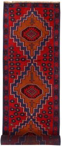Baluchi Afghanistan Ghiordes Runner Geometric Medium Wool 2′ 6 x 10′ / 76 x 305  – 78662523