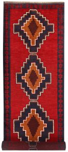 Baluchi Afghanistan Ghiordes Runner Geometric Medium Wool 2′ 8 x 9′ 6 / 81 x 290  – 78662541