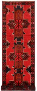 Baluchi Afghanistan Ghiordes Runner Geometric Small Wool 2′ 6 x 9′ 5 / 76 x 287  – 78662571