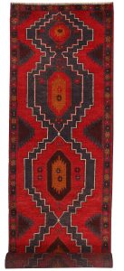 Baluchi Afghanistan Ghiordes Runner Geometric Medium Wool 2′ 6 x 9′ 8 / 76 x 295  – 78662581