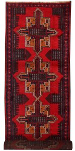 Baluchi Afghanistan Ghiordes Runner Geometric Medium Wool 2′ 9 x 9′ 8 / 84 x 295  – 78662587