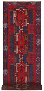 Baluchi Afghanistan Ghiordes Runner Geometric Medium Wool 2′ 9 x 9′ 7 / 84 x 292  – 78662596