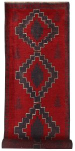Baluchi Afghanistan Ghiordes Runner Geometric Medium Wool 2′ 11 x 9′ 8 / 89 x 295  – 78662598