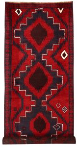 Baluchi Afghanistan Ghiordes Runner Geometric Medium Wool 3′ 2 x 8′ 4 / 97 x 254  – 78662603