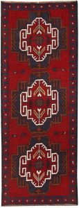 Baluchi Afghanistan Ghiordes Runner Geometric Small Wool 2′ 4 x 6′ 6 / 71 x 198  – 78662667