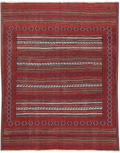 Maliki (Herat Kilim) Geometric Rectangle Wool Red 4′ 10 x 5′ 10 / 147 x 178  – 78663909