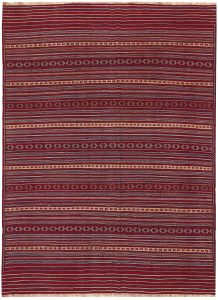 Maliki (Herat Kilim) Geometric Rectangle Wool Red 4′ 10 x 6′ 6 / 147 x 198  – 78663930