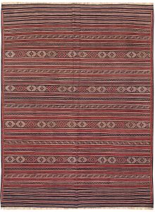 Maliki (Herat Kilim) Geometric Rectangle Wool Rosy Brown 4′ 8 x 6′ 4 / 142 x 193  – 78663943
