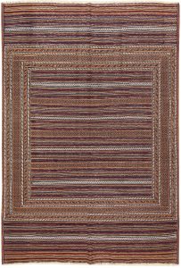 Maliki (Herat Kilim) Geometric Rectangle Wool Conglomerate 4′ 6 x 6′ 7 / 137 x 201  – 78663951